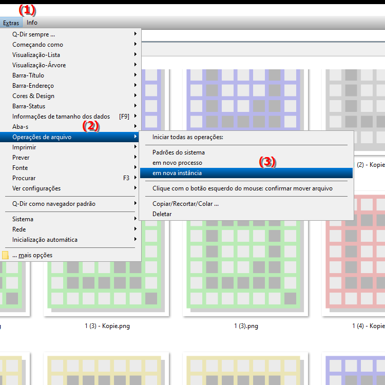 Como posso iniciar operações de arquivo no File Explorer em uma nova instância